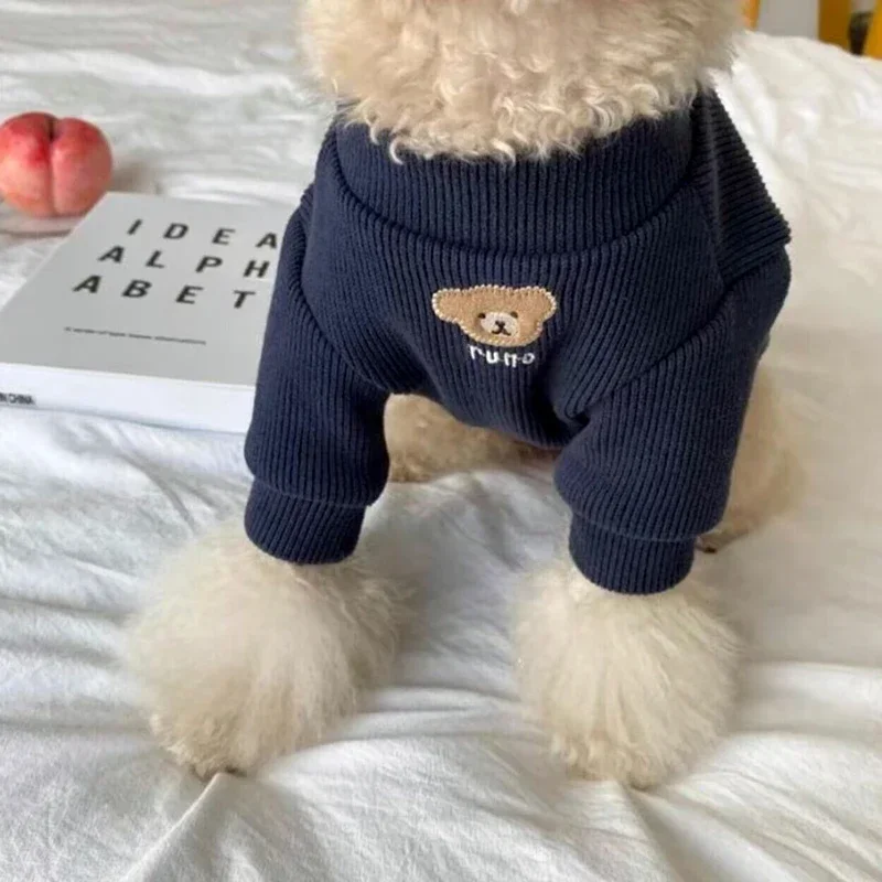 Ropa de invierno para perro, camisa con fondo de peluche para cachorro, ropa de punto de cerveza de dos patas, ropa de abrigo para perro Pomerania,