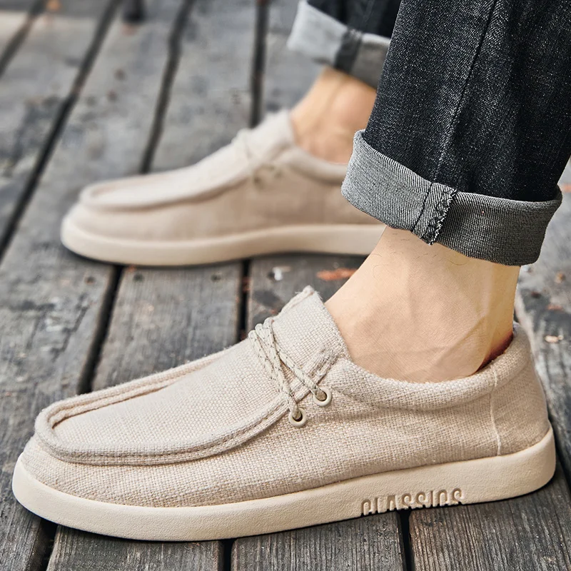 Le Fu Shoes Men's Canvas Flat Top High Quality Brand Casual Shoes Boat  Luxury Shoe Facon Designer Shoe Flat Bottom Loafers