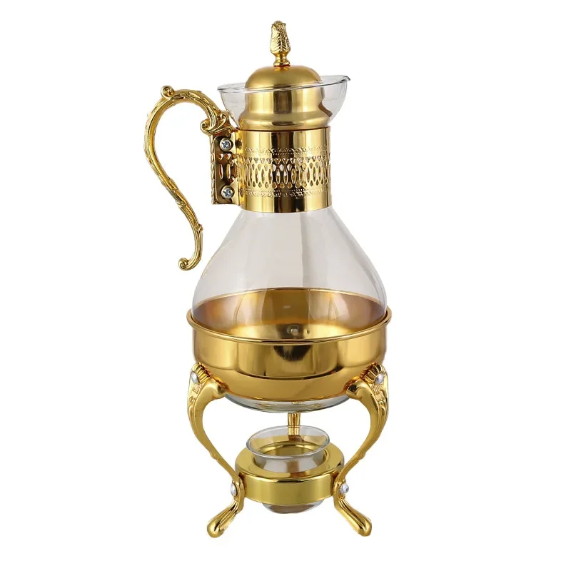 Golden Middle East Wind Arabian Coffee Pot 3-piece Set Hotel Light Luxury Retro Heatable Glass Coffee Pot