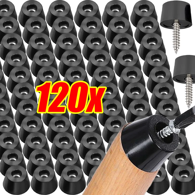 

8-120pcs Black Rubber Pads Floor Protectors Table Chair Leg Cover Non-Slip Furniture Cabinet Bottom Round Tips Cushion Mat