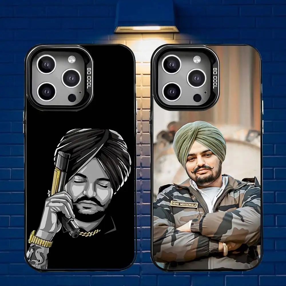 

S-Sidhu M-Moose Wala Phone Case For iPhone 16,15,14,13,12,11,Mini,Pro,E,MAX Gray Matte Silicone Black Cover