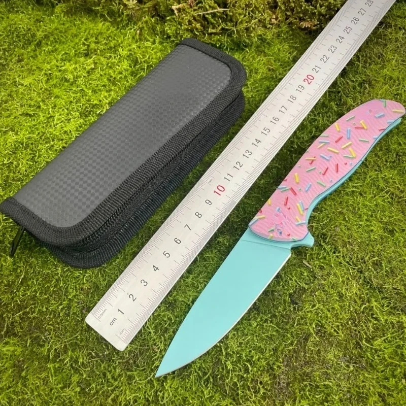 

Cake color D2 steel ceramic coated blade G10 handle outdoor camping portable folding knife