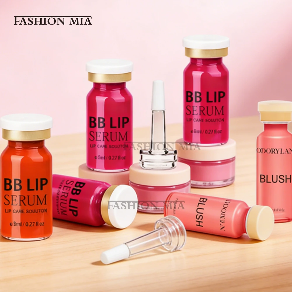 Set de 3 piezas: Sérum BB Labial Coreano con Efecto Brillo y Colorete, Sérum Hidratante Kissum BB para Labios, Crema BB para Brillo Labial y Tratamiento de Cuidado de la Piel