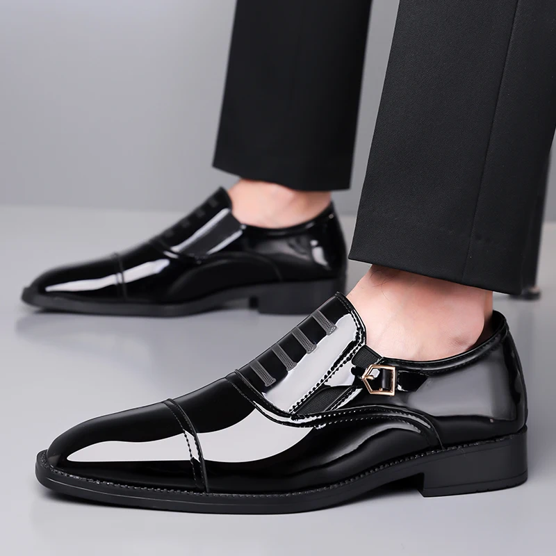 

Business Classic Men's Leather Shoes Elegant quality luxurious style Party dress 38-48 Groom's wedding Black Gentlemen's shoes