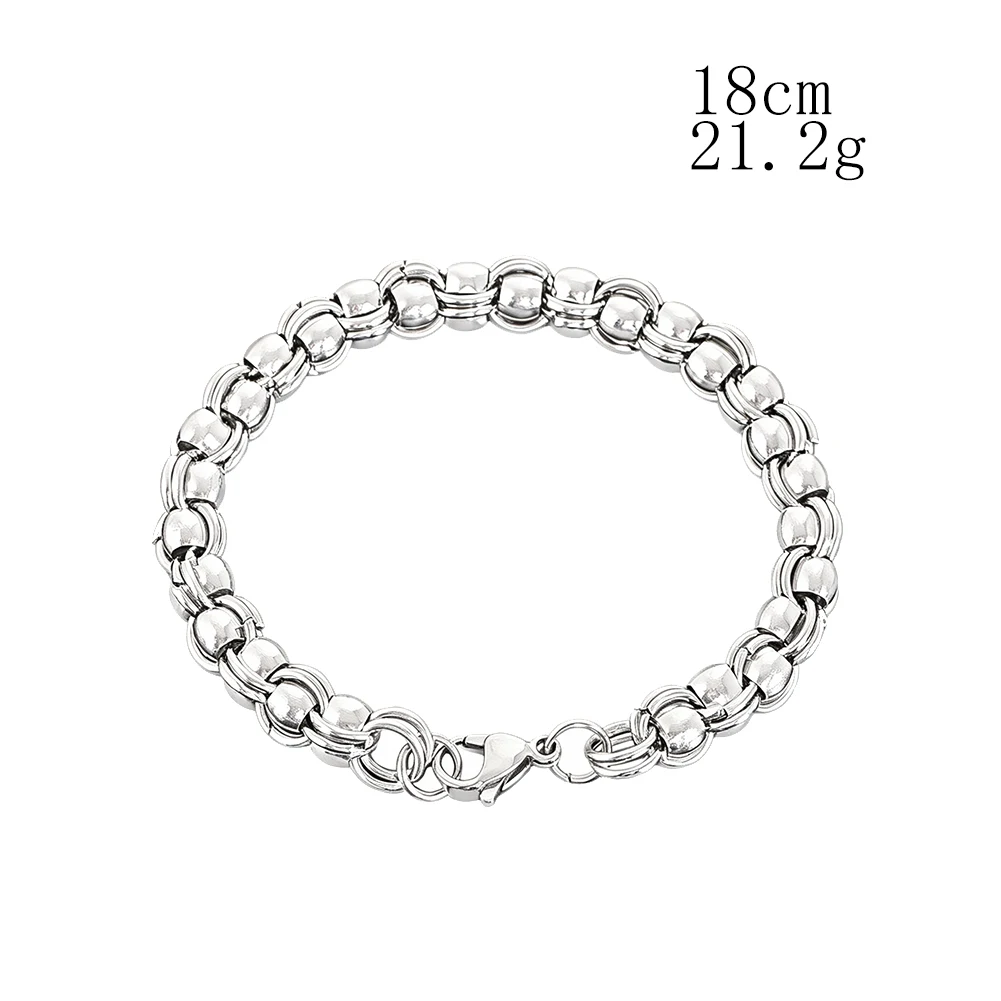 Silver Stainless Steel Bracelets Openwork Beads Design Daily Life Versatile Punk Style Neutral Vintage Wrist Fashion Jewellery