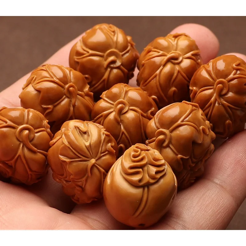 1.9 Large Seeds Olive Nut Lotus Leaf Carving Eight Maitreya Handmade Crafts Men's Walnut Bracelet