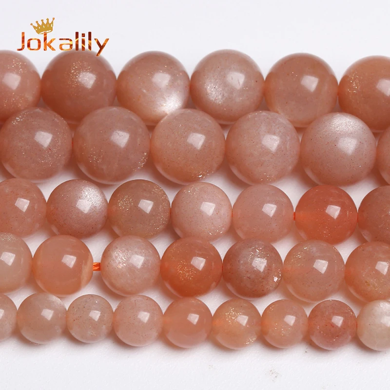 Natural Sunstone Beads Top Quality Orange Moonstone Quartz Round Beads For Jewelry Making DIY Bracelets Necklace 4 6 8 10mm 15