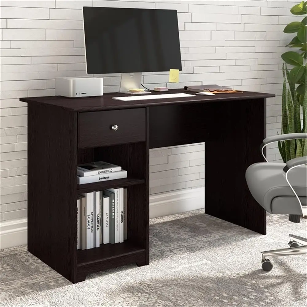 Bush Furniture Cabot 48W Computer Desk With Storage In Espresso Oak | Small Table Workstation For Personal Home Office