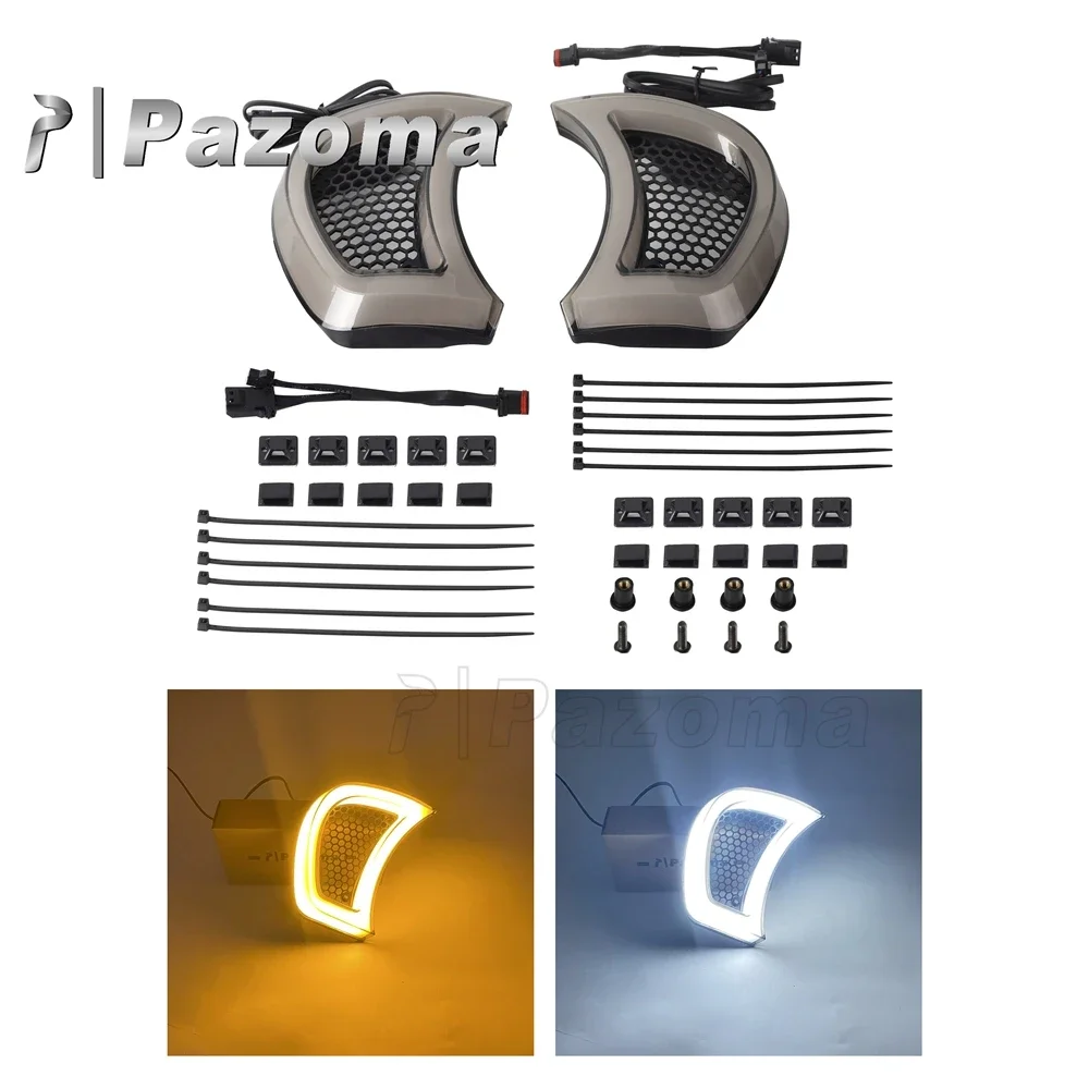 Motorcycle LED LED Headlight Vent Accent Trim Turn Signal Lights for Harley Touring FLTR CVO Road Glide Models 2015-2024