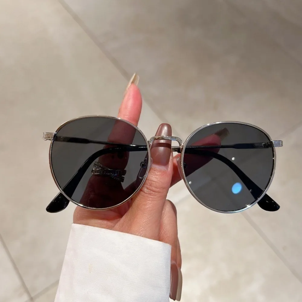Frauen Männer Sonnenbrille Runde Sonnenbrille Neue frauen Metall Rahmen Angeln Gläser Brillen UV400 Shades für Dame – Detail 2