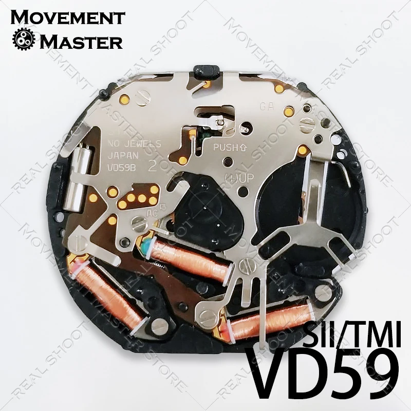 Original sii tmi vd59 movimento de quartzo 3 mãos 4 olhos cronógrafo sol lua 28.80mm diâmetro da embalagem acessórios reparo