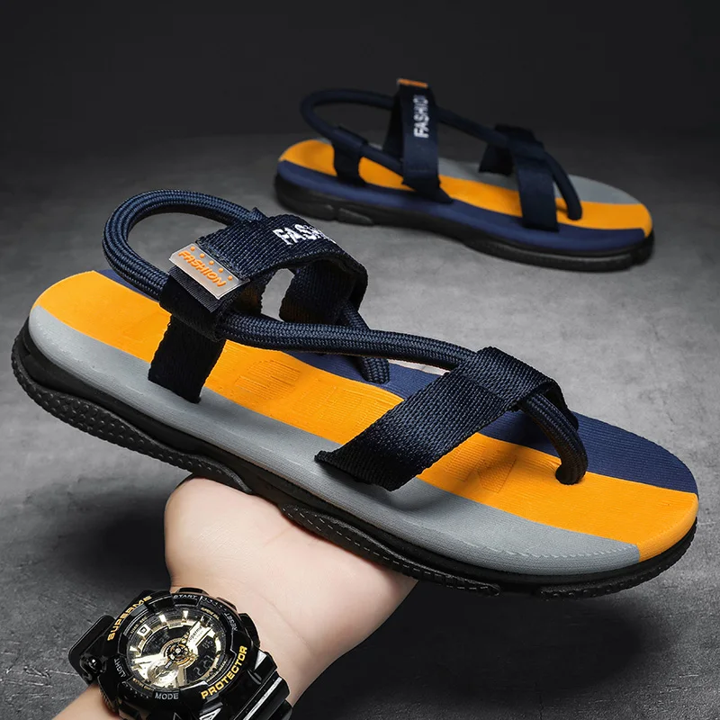 

2025 мужские летние сандалии Comwarm, мужские повседневные сандалии на плоской подошве, уличная пляжная обувь для воды, модная домашняя обувь на плоской подошве, нескользящая обувь с запахом на щиколотке