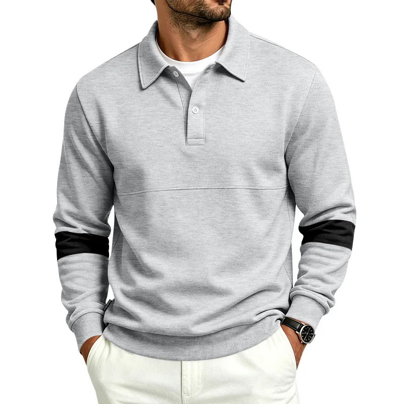 Men New Lapel Collar Long Sleeve Sweatshirt Loose Fit Pullover Tops Men Daily Commute Casual Streetwear Sweatshirts For Male