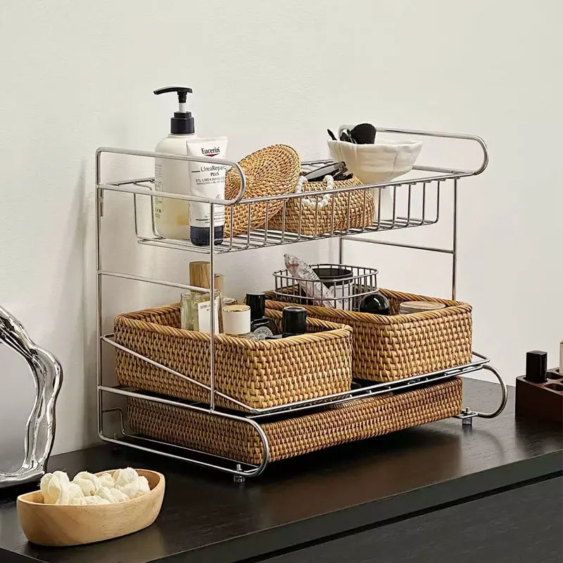 

Light Luxury Premium 304 Stainless Steel Multifunctional Three-layer Perfume Cosmetics Countertop Storage Finishing Shelf