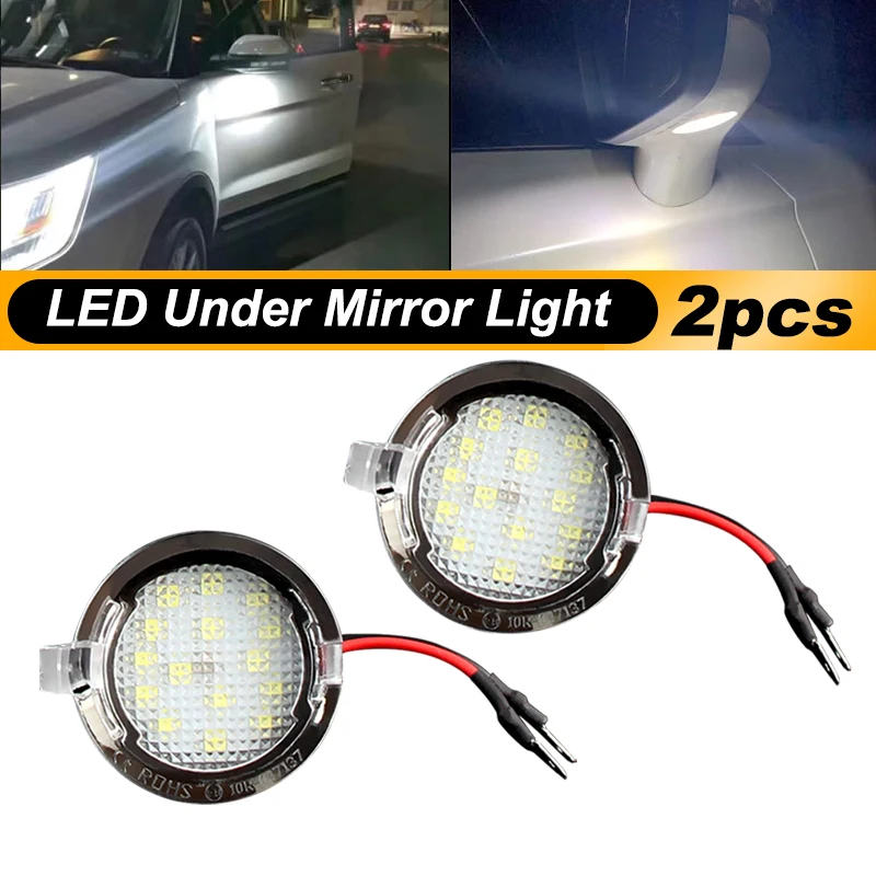 

2pcs Car Led Under Side Rearview Mirror Puddle Light for Ford F-150 Mondeo MK5 Edge Fusion Explorer Flex Taurus Mustang Light