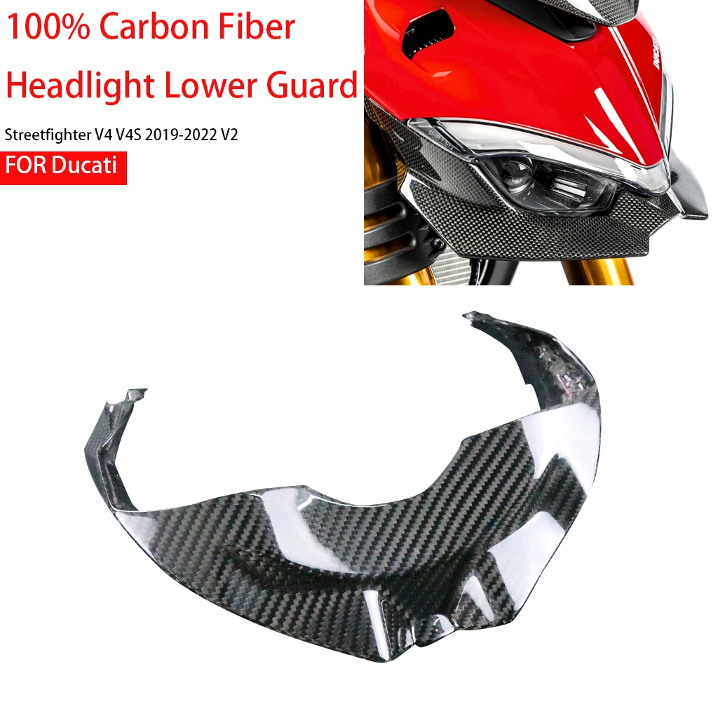 3K Carbon Fiber For Ducati Streetfighter V4 V4S 2019-2022 V2 Headlight Lower Fairing Surround Guard Cover Motorcycle Accessories