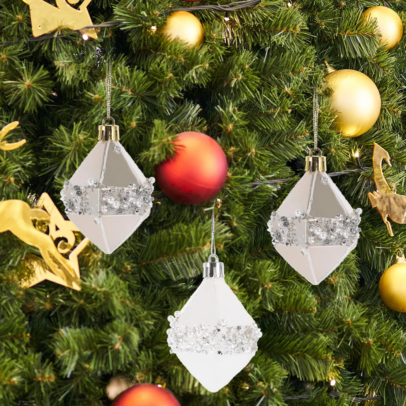 

3Pcs Christmas Tree Ornaments PVC Xmas Hanging Decor Cute Xmas Hanging Ornaments for Table Fireplace Tree Christmas Party