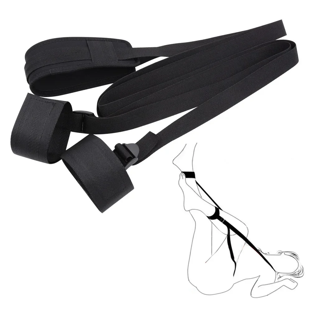 ألعاب قيود عبودية BDSM لمنتجات الكبار أصفاد الكاحل من النايلون الأسود ملحقات غريبة ألعاب مثيرة للبالغين #2