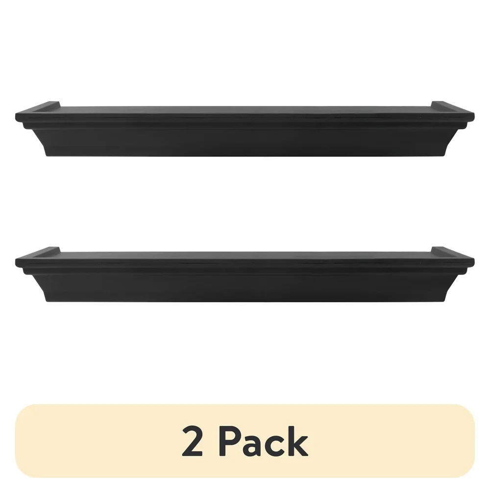 2 Pack Floating Shelves Set 3PC Black Wall Mounted Display Storage Sturdy Home Office Decor Gift Indoor Use