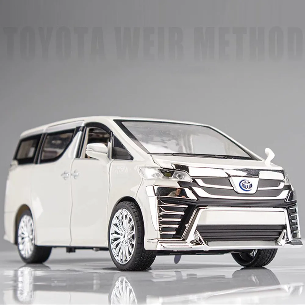 

Масштаб 1:24 Toyota Vellfire, модель автомобилей, игрушки из сплава, литой под давлением, MPV, звук, свет, двери, открытые откатные моделиционные транспортные средства, подарки для детей