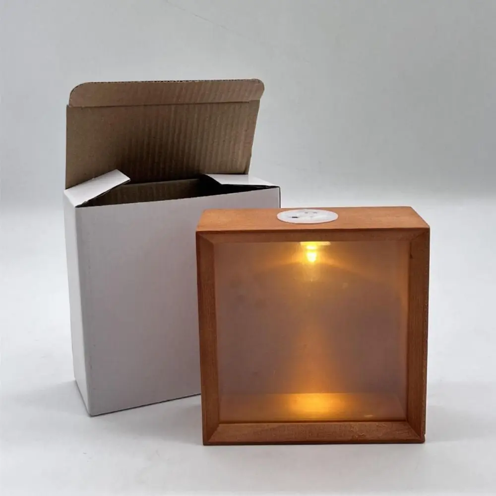 Decorative Wooden Shadow Box Frame Handmade Soft Light Wood DIY Nightlight Transparent Acrylic Panels