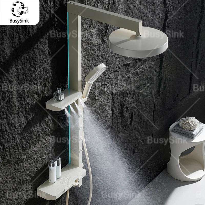 

Многофункциональная душевая система с распылителем для талии, клавишами фортепиано, окружающее освещение и дисплей температуры, душевой набор для ванной комнаты