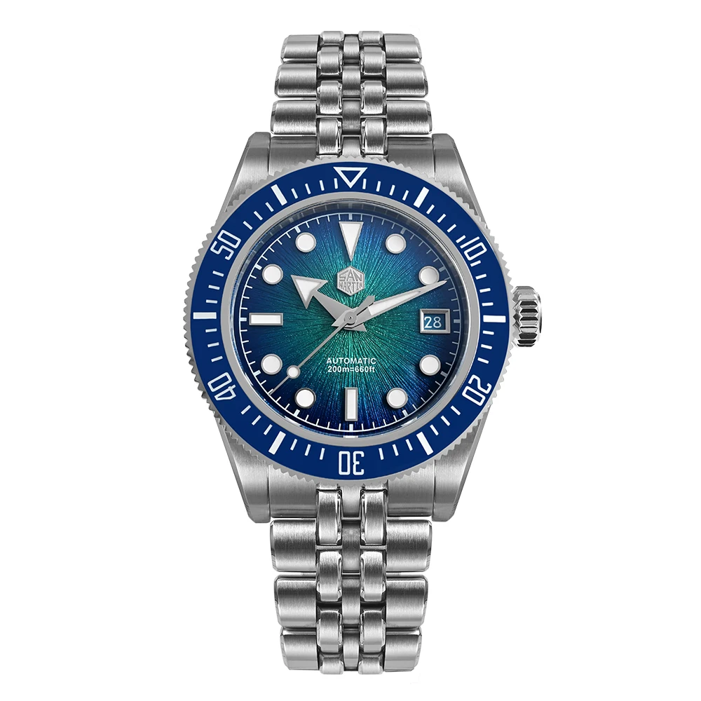 San Martin 40 mm Herren-Luxus-Taucheruhr Miyota 9015 Emaille Sunburst-Zifferblatt Automatische mechanische Armbanduhr Wasserdicht 200 m SN0148 7