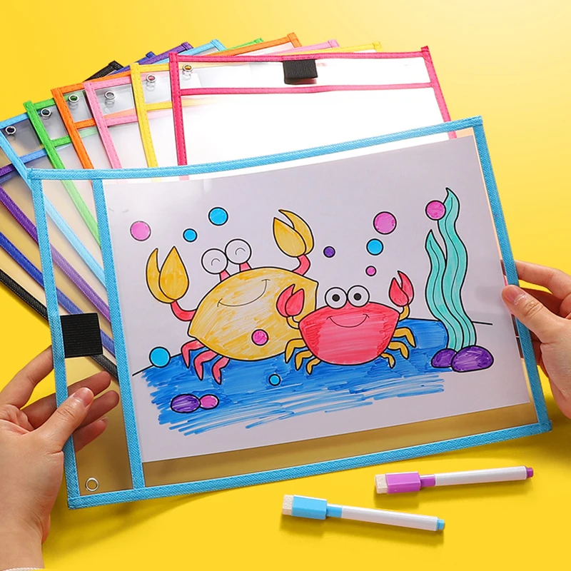 Dry-wiping Multi-function File Bag Student Supplies Painting Practice Calligraphy Tracing Red Reusable Portable Children Gifts