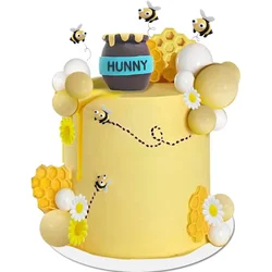 Honey Jar Cake Topper Honeycomb Cake Topper for Birthday Baby Shower Happy Birthday Theme Party Supplies for Boys and Girls