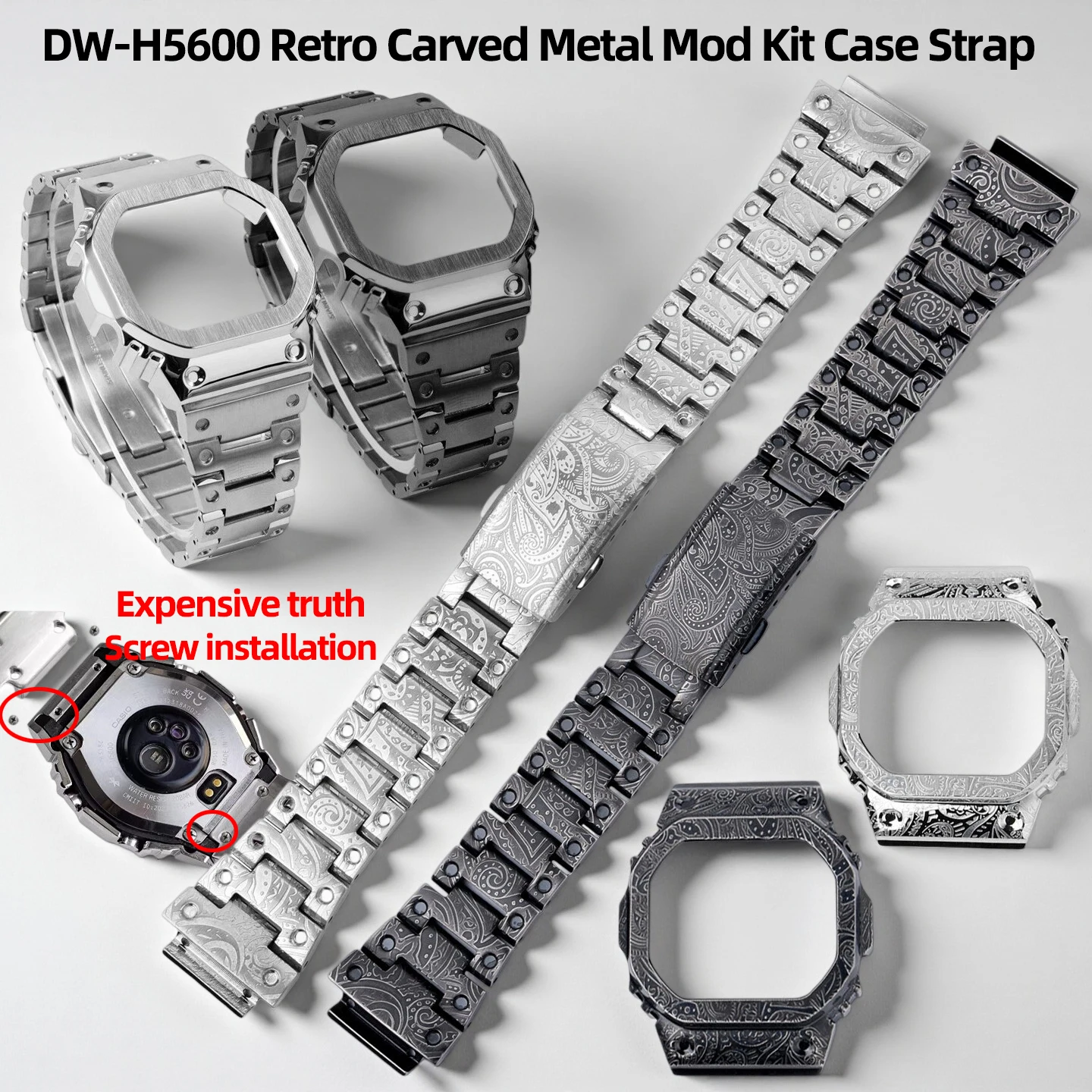 

Ретро-комплект H5600 из резного металла для модификации часов Casio 3516 DW-H5600: корпус, ремешок, аксессуары для мужских часов с инструментами