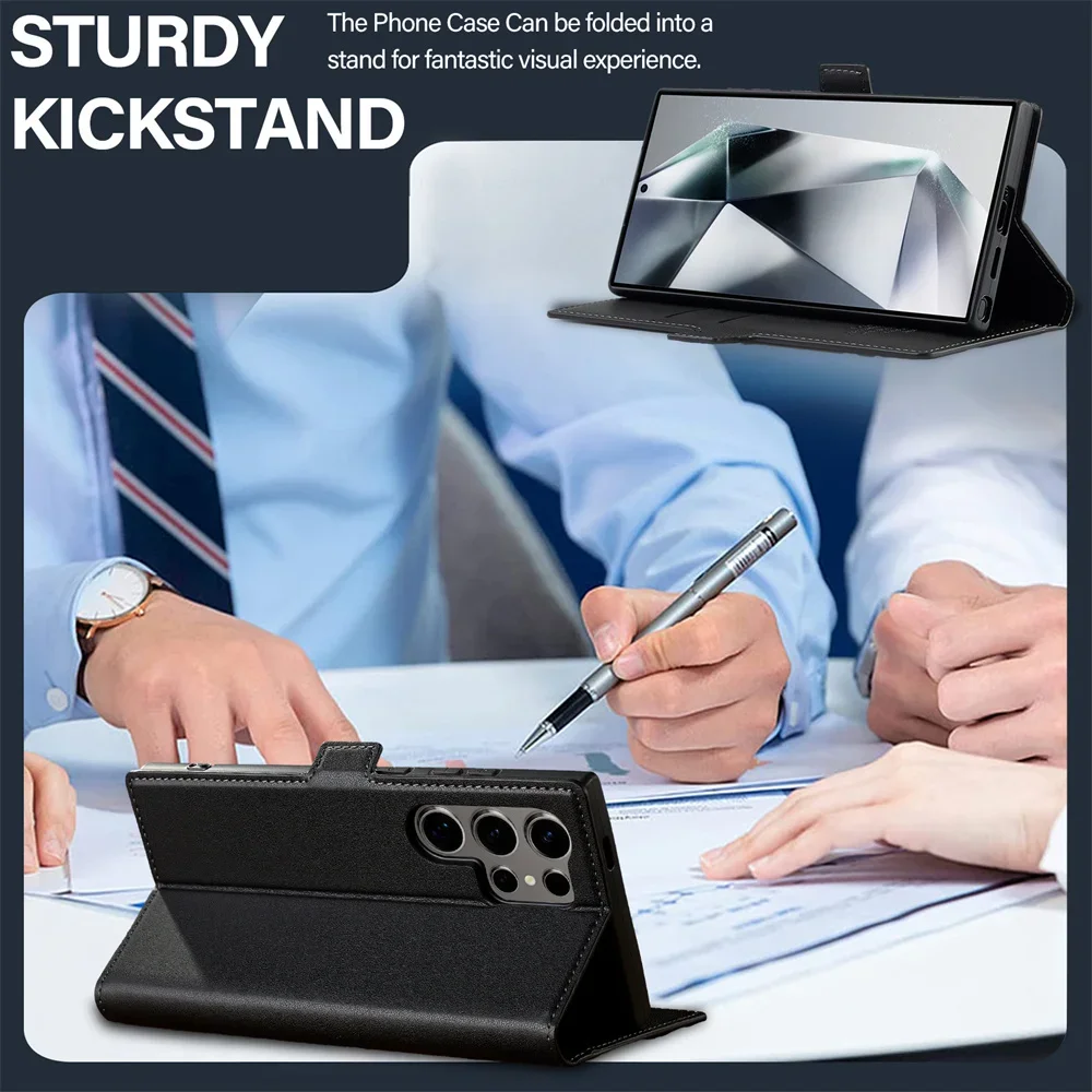 Leather Card Holder Wallet Flip Case For Samsung Galaxy S25 Ultra S24 FE S21 S20 S23 S22 + Plus A55 A54 A53 A35 A16 A15 A14 5G