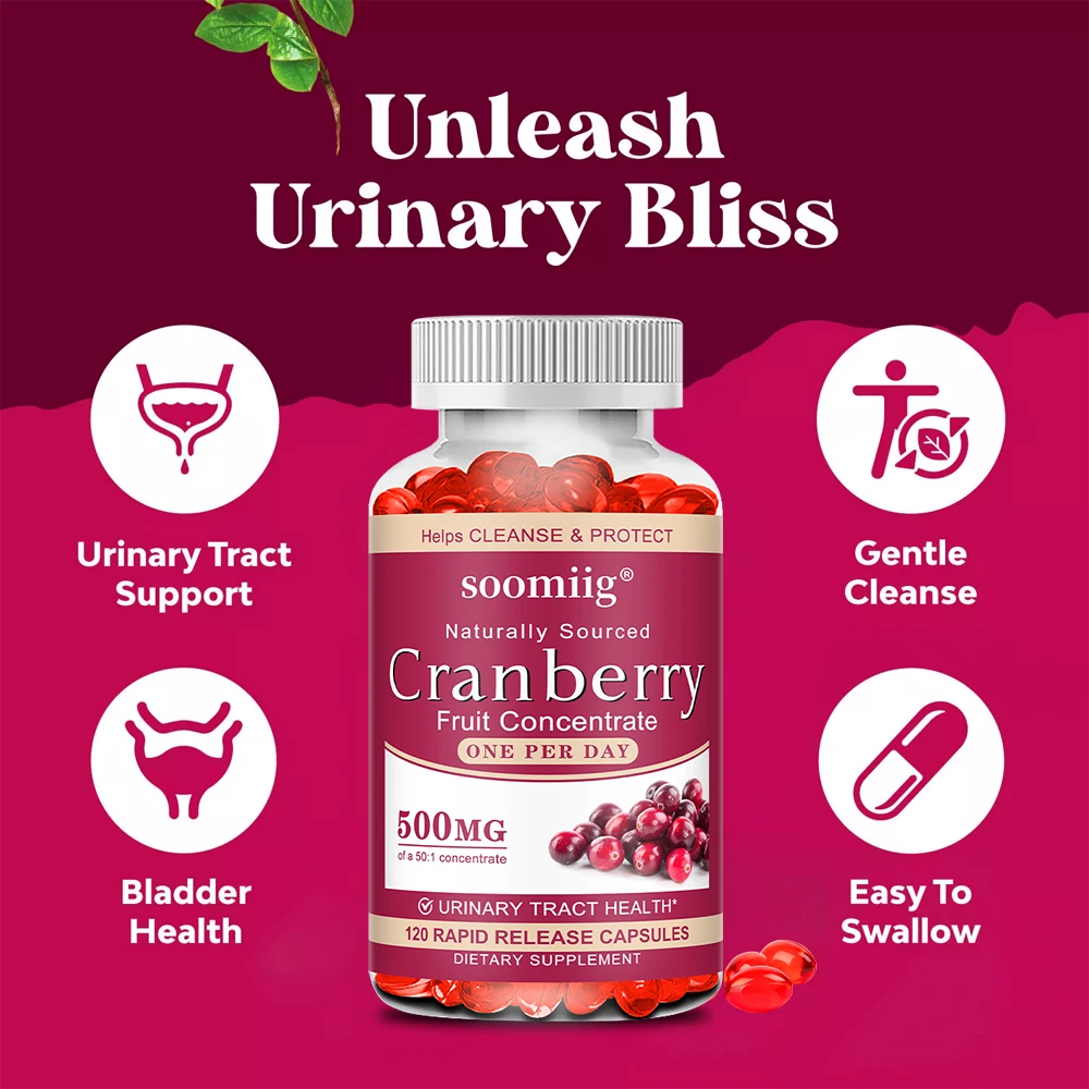 Cranberry Capsules, Natural Antioxidant Supplement, Supports Urinary Tract, Immune, Cardiovascular, Skin & Eye Health
