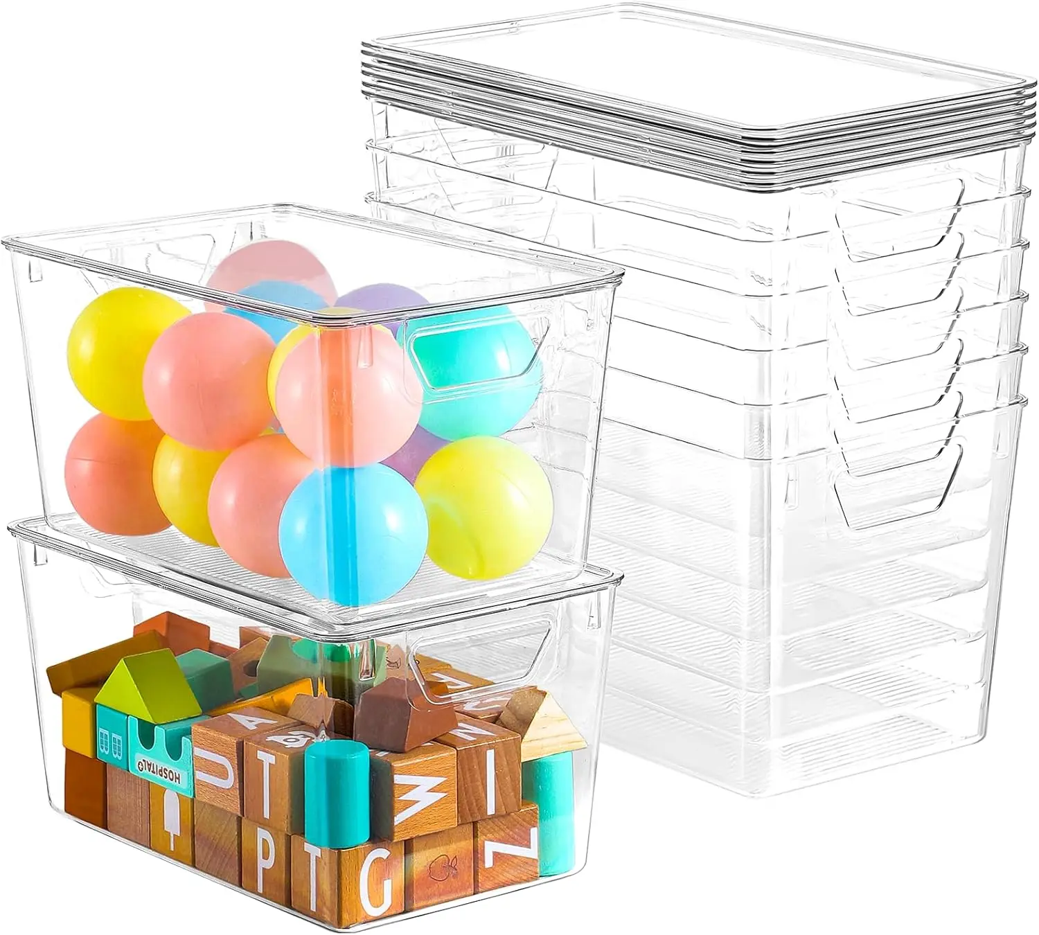 

6 Pack Clear Storage Bins with Lids, 7 Quart Stackable Storage Boxes for Storage and Organization, Plastic Storage Containers