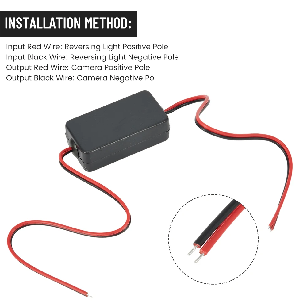 12V DC Power Relays Capacitor Filters Rectifier For Car Rear View Back-up Camera Auto Car Eliminate Interference Connectors