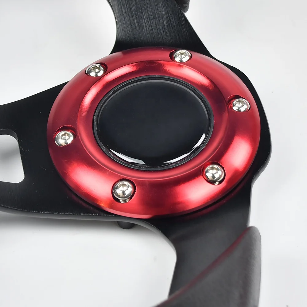 Sport Steering Wheel Drift Black Spokes 350mm D-Shaped Steering Wheel