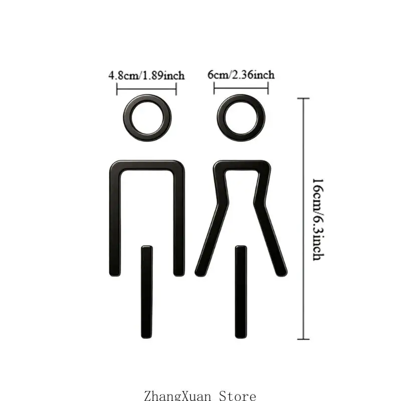 Toiletten-Identifikationsschild-Set aus Acryl, Türschilder für Männer und Frauen, WC-Beschilderungsaufkleber mit erhabener – Detail 6