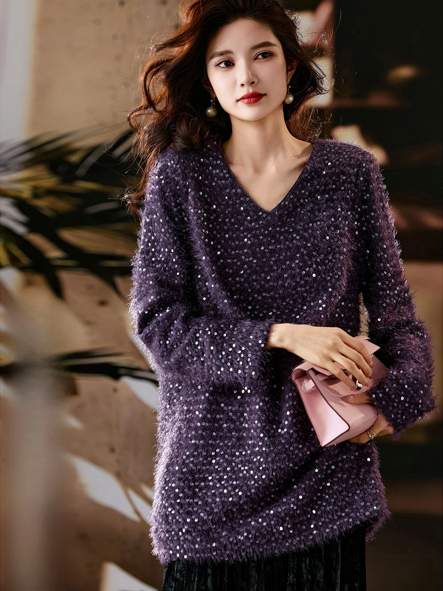 

Street Sle Lace irt Tassel Bead Long Sve Women's Mid-Length Winter New Sle plus Size European Faion Casual Top