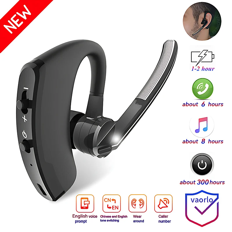 V8 V9 Wireless Bluetooth Business Headset Ear-Hook Left Right Ear Universal Earphone Long Standby With HD Mic Call Sport Music