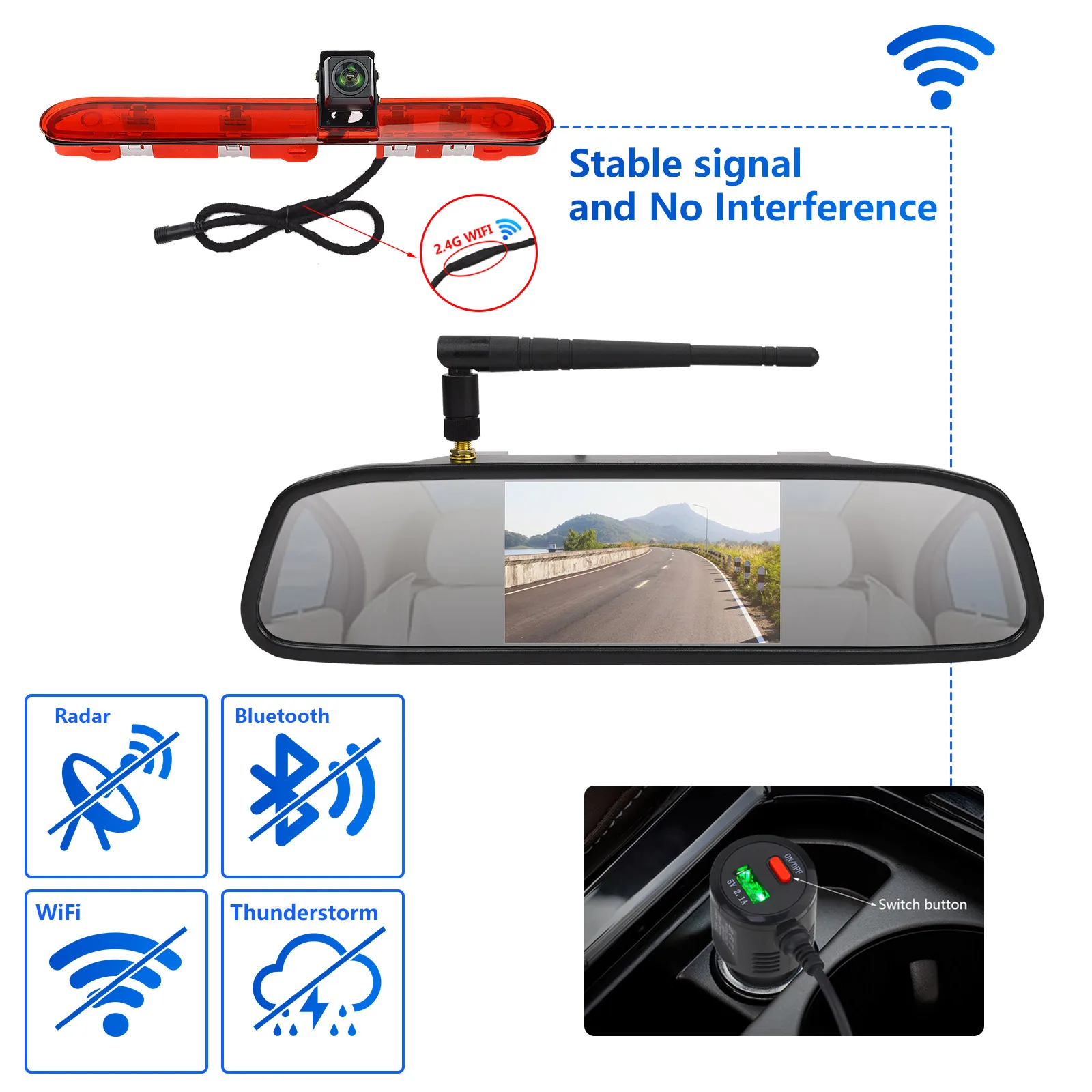 

Suitable for Peugeot Expert, Vauxhall Vivaro, Toyota ProAce Verso, Expédition Citroën, 4.3-inch wireless reversing camera kit