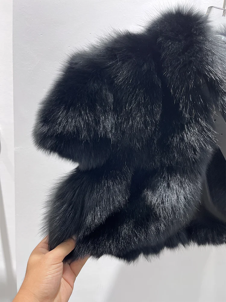 سترة قصيرة من فرو الثعلب الحقيقي الطبيعي للخريف والشتاء معطف نسائي دافئ صدرية من الفرو سترات نسائية فاخرة ملابس خروج