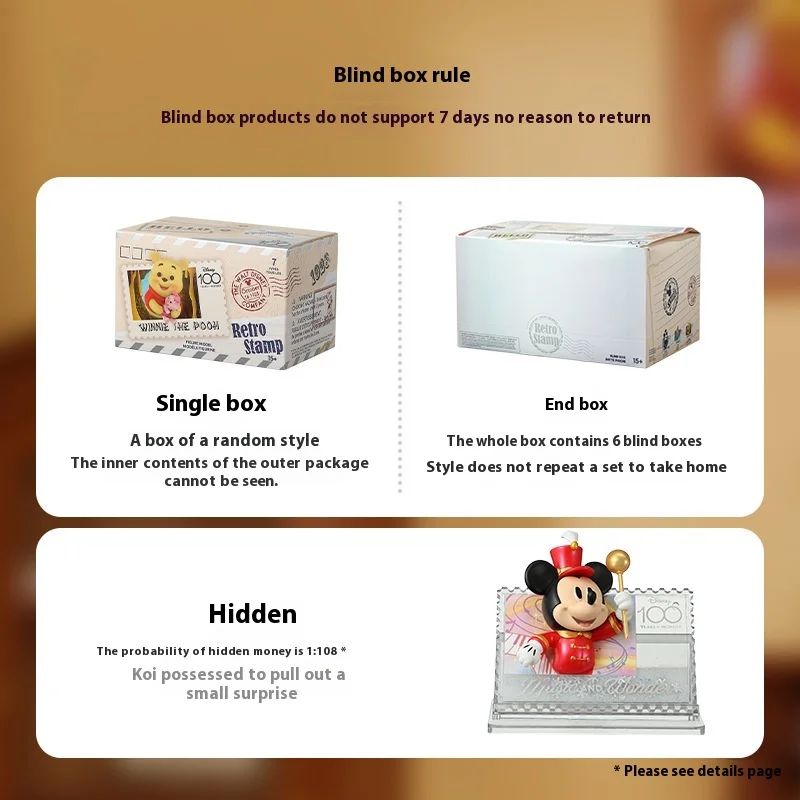 Caja ciega de colección de sellos Vintage de Mickey y sus amigos de Disney, decoración Retro para el hogar de cumpleaños, bonita muñeca ciega hecha a mano