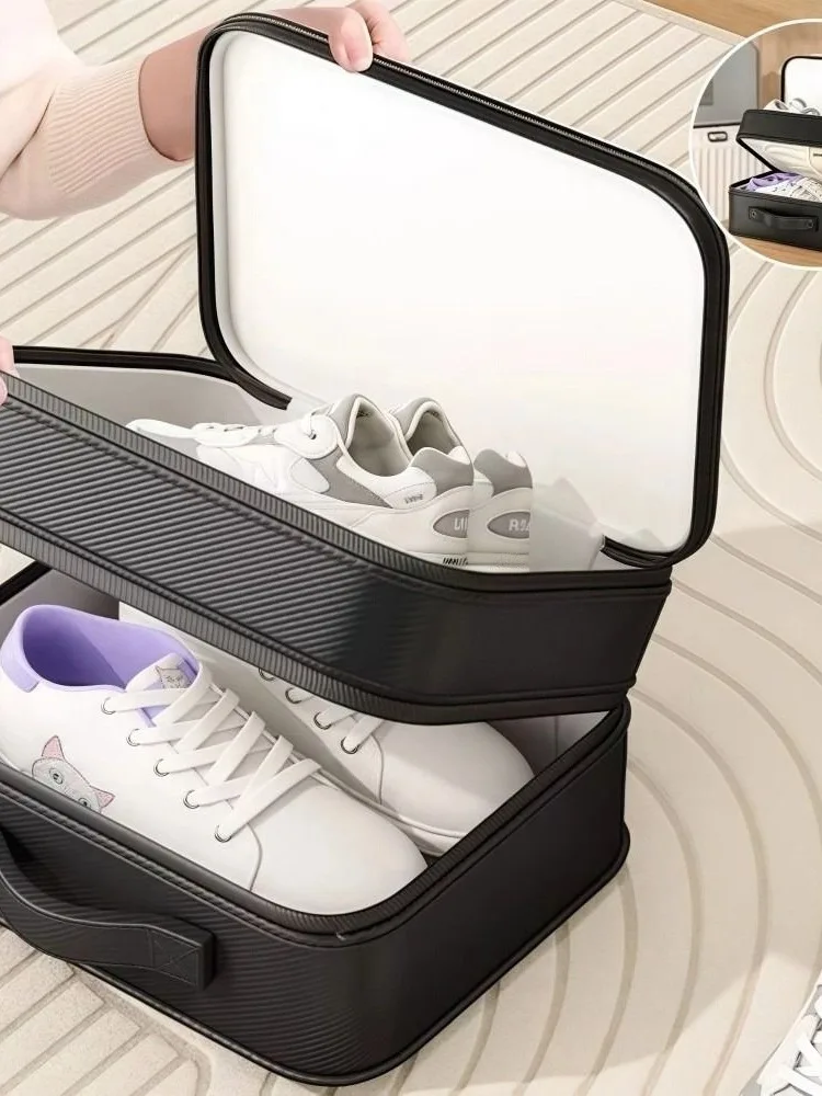 Sac à chaussures de voyage multicouche amélioré, sac de rangement étanche à fermeture éclair pour baskets, boîte de rangement Portable robuste, magasin de 4 paires de chaussures