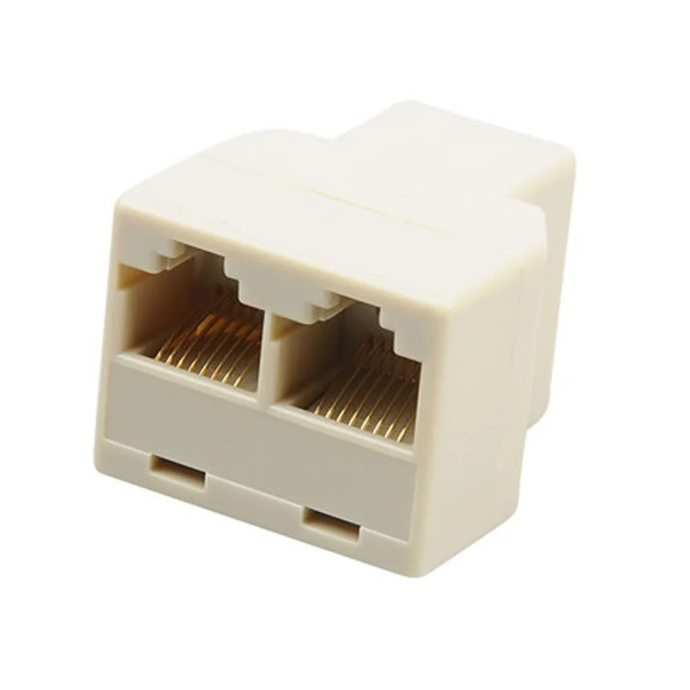 1pcs 3 Way RJ45 LAN Network Ethernet Splitter Connector Khaki