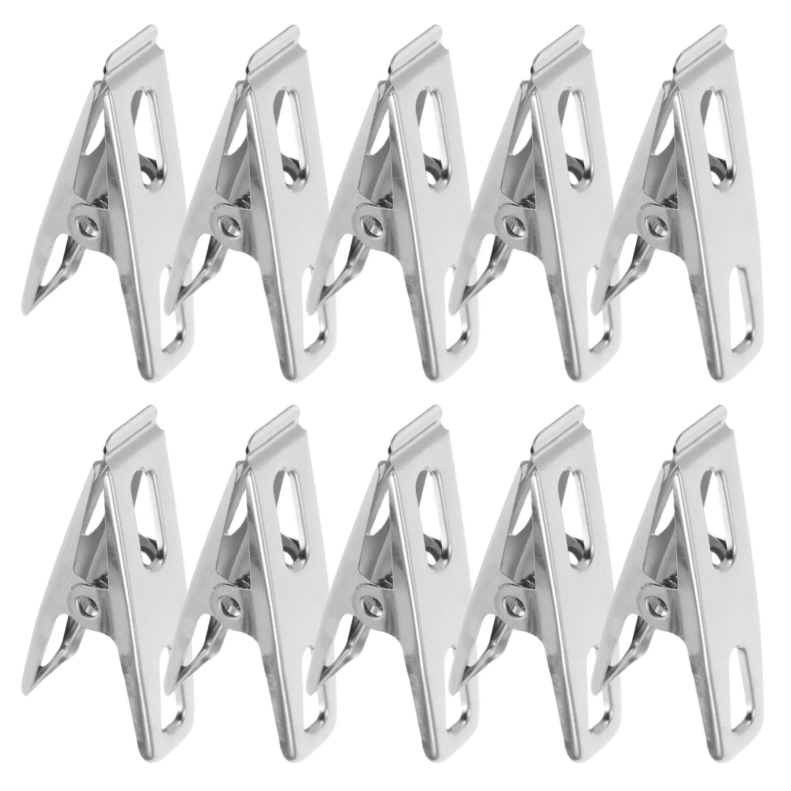 10Pcs Stainless Steel Clothes Clips Heavy Duty Windproof for Laundry Quilts Travel Rv Outdoor Drying Rack Socks Hangers All