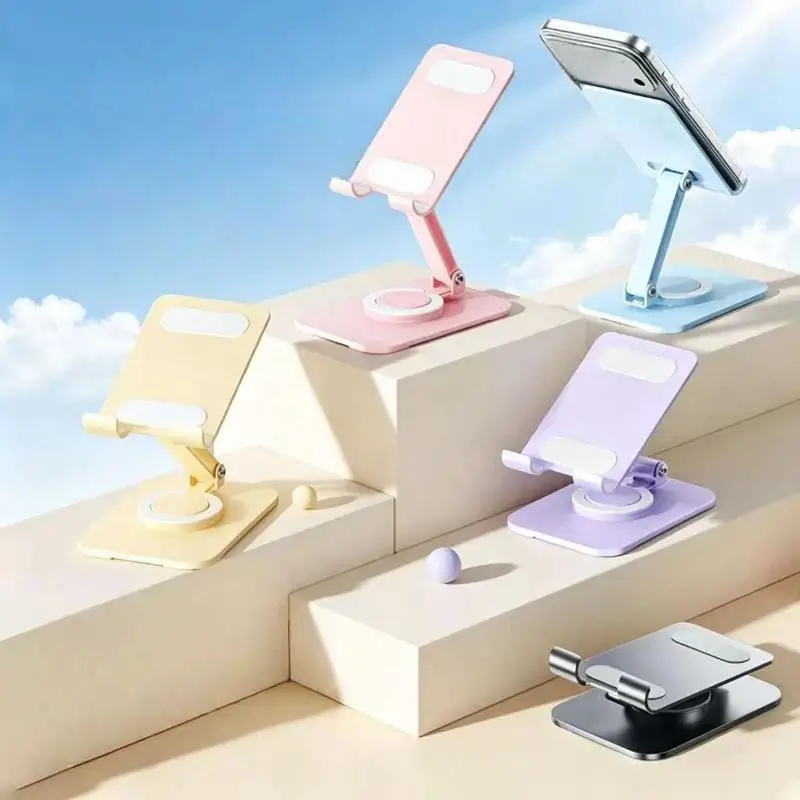 Support de téléphone portable réglable avec base en métal robuste, rotation à 720 degrés, pour bureau, pour regarder des vidéos et passer des appels