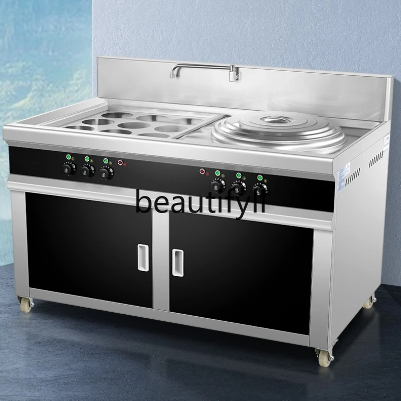 

Multifunctional Double-Head Double-Tub Noodle Cooker Commercial Stainless Steel Electric Heating Soup Pot Insulated Soup Stove