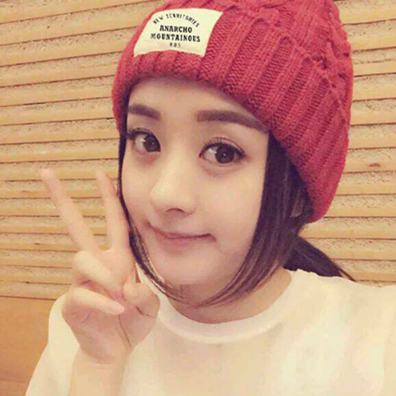 Men's and Women's Korean-Style Autumn and Winter Fashion Cap Zhao Liying Same Style Twist Hat Woolen Knitted Hat Patch Thickened