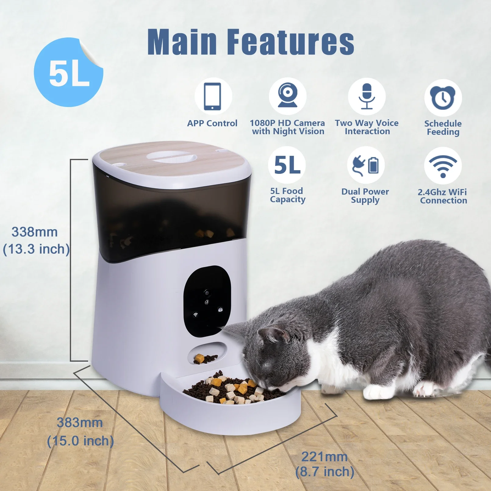 Automatic Dog Feeder Auto Dog Feeder With Smart Automatic Camera Pet Food Feeder