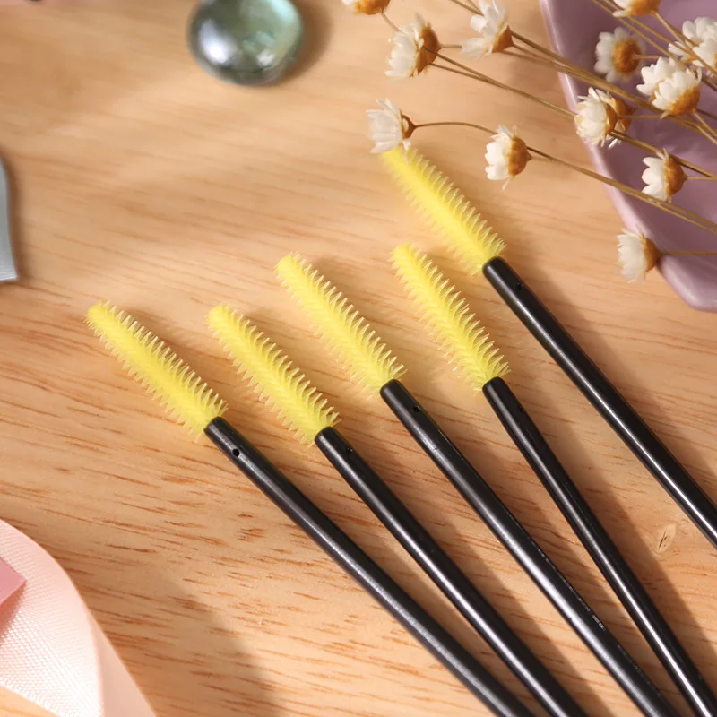 Joact ทิ้งแปรงขนตา Curling Eyelash Stick แบบพกพา Tower-Shaped ซิลิโคนหัวแปรงซิลิโคน50ชิ้น/ถุง