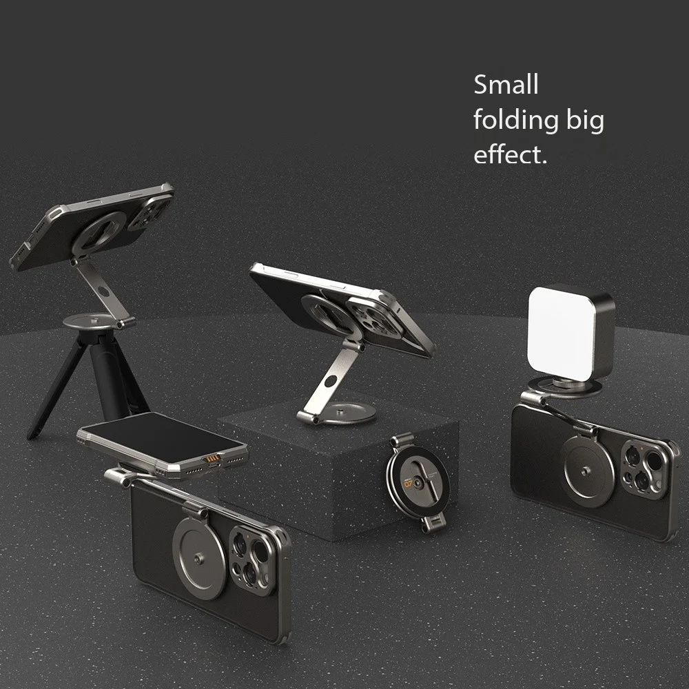 Suporte magnético universal para telefone Fotorgear com montagem em sapata fria e suporte dobrável para telefone com furo rosqueado de 1/4 "-20 para smartphone ﻿